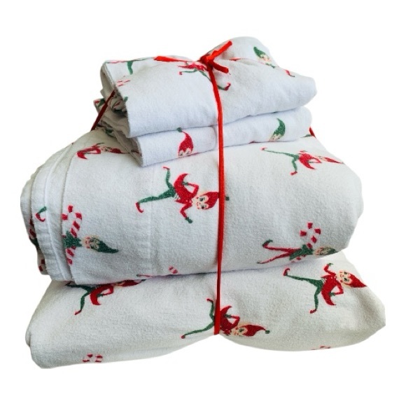 Pottery Barn Kids Elf Sheet Set Organic Cotton Size Full 4 Piece Set - Picture 2 of 10